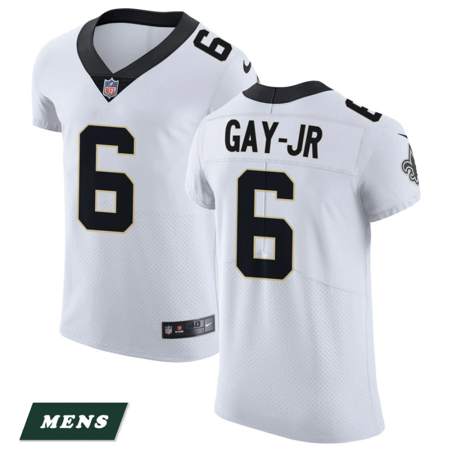 Men's New Orleans Saints White Vapor Untouchable Elite #6 Willie Gay Jr Jersey
